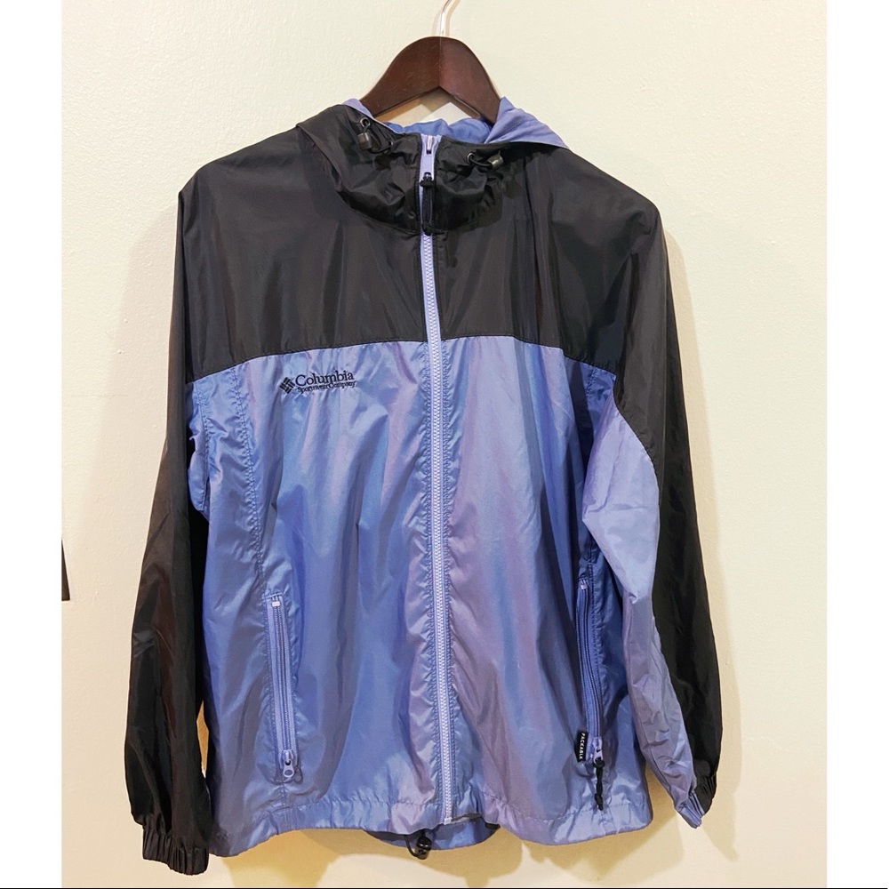 Vintage Columbia Sportswear Packable Parka Jacket Size L Two Tone Hooded 90s